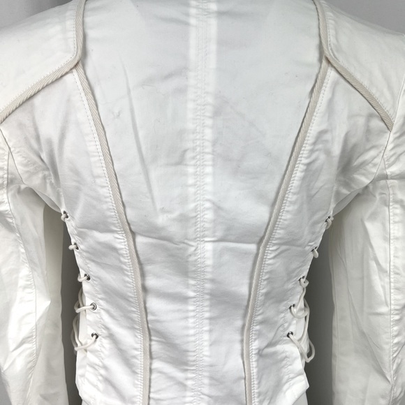 NWT WHBM White Cropped Zip Front Lace Up Jacket, Size 2 - Picture 9 of 11